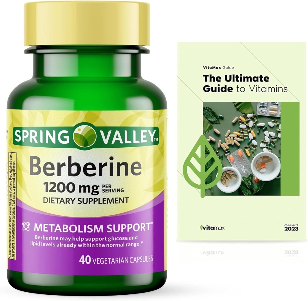 Spring Valley Berberine Συμπλήρωμα διατροφής - Υποστήριξη Μεταβολισμού - 1200mg κάψουλες, 40ct
