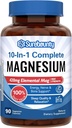 Magnezyum Kompleksi, 10-in-1 Formula, 420 mg Elemental Mag Per Servis, Magnezyum Glycinate, Malate, Citrate, High Abpole, Bone & Relaxation, 90 Caps