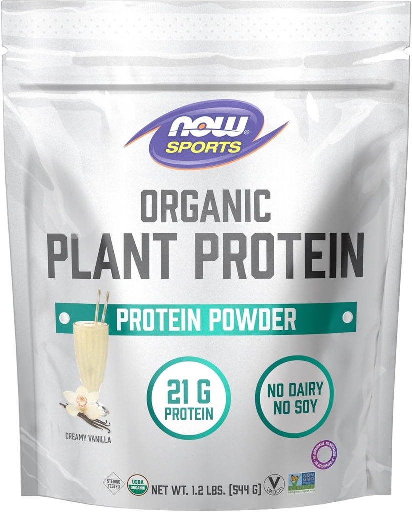 Şimdi Spor Organik Bitki Proteini, Vanilla Flavor, Vegan Toz, 1 lb.