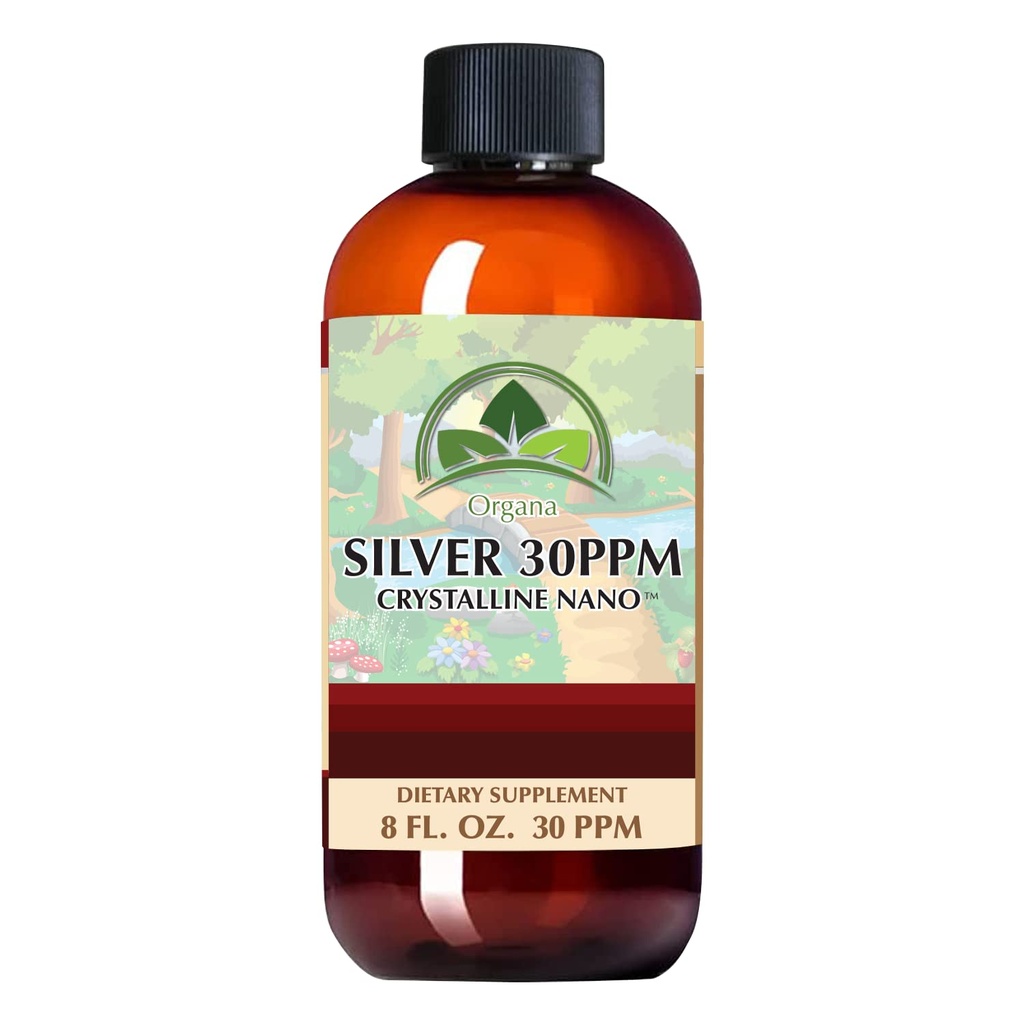 Organa Crystalline Nano Colloidal Silver - Ultra Pure Silver Liquid for Immune Support - Ultimate Supplement Solution - Plata Coloidal - 8 Ουγγιά - 30 PPM