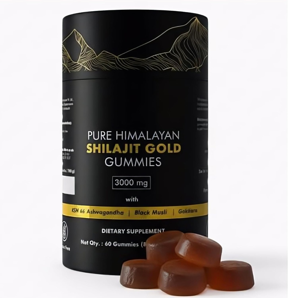 Pure Himalayan Shilajit Gummies Gold Grade | with Ashwagandha & Fulvic Acid | Sugar-Free Energy, Stamina & Immune Support for Men & Women | 85+ Trace Minerals | Non-GMO & 100% Natural | 60 Count