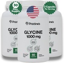 PRISTINE'S Glycine 1000MG Amino Asit Supplement Sleep Support Capsules (3-Pack) - 90 Day Supply - Muscle Recovery, Kidney Health & Collagen Formasyon Prodüksiyon Destek Desteği