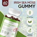 Organik İrlandalı Deniz Moss Gummies - Burdock Root ve Bladderwrack Natural Blend - Immune System Gut Cleanse & Thyroid Supplement - Skin and Nail Health - 60CT