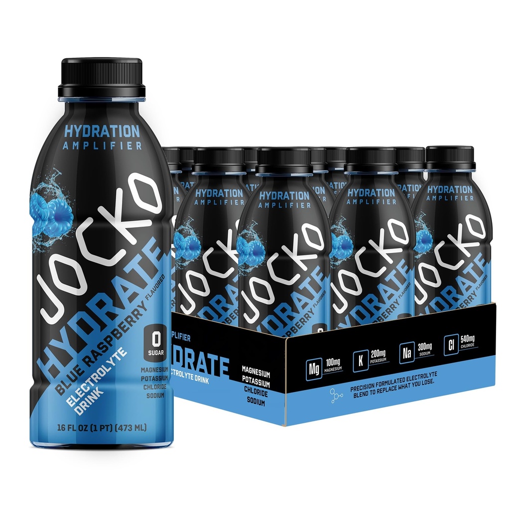 Jocko Yakıt Hydrate Electrolyte Drinks - Spor İçecek Hydration Amplifier, Thirst Quencher - Bilimsel olarak Formula 16 Oz (12 Pack)