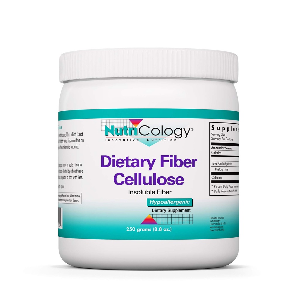 Nutricology Diyetary Fiber Toz - 2000 mg In removed Fiber Supplement, Microkristalline Hücrelü Toz, Tozlu Hücre, Non-Fermentable, Hipoallergenic - 8.8 Oz