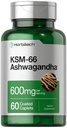 Horbäach KSM-66 Ashwagandha Supplement Caplets | 600 mg | 60 Pills | L-Theanine | for Women and Men | Vegan, Non-GMO, Gluten Free Kompleksi Supplement