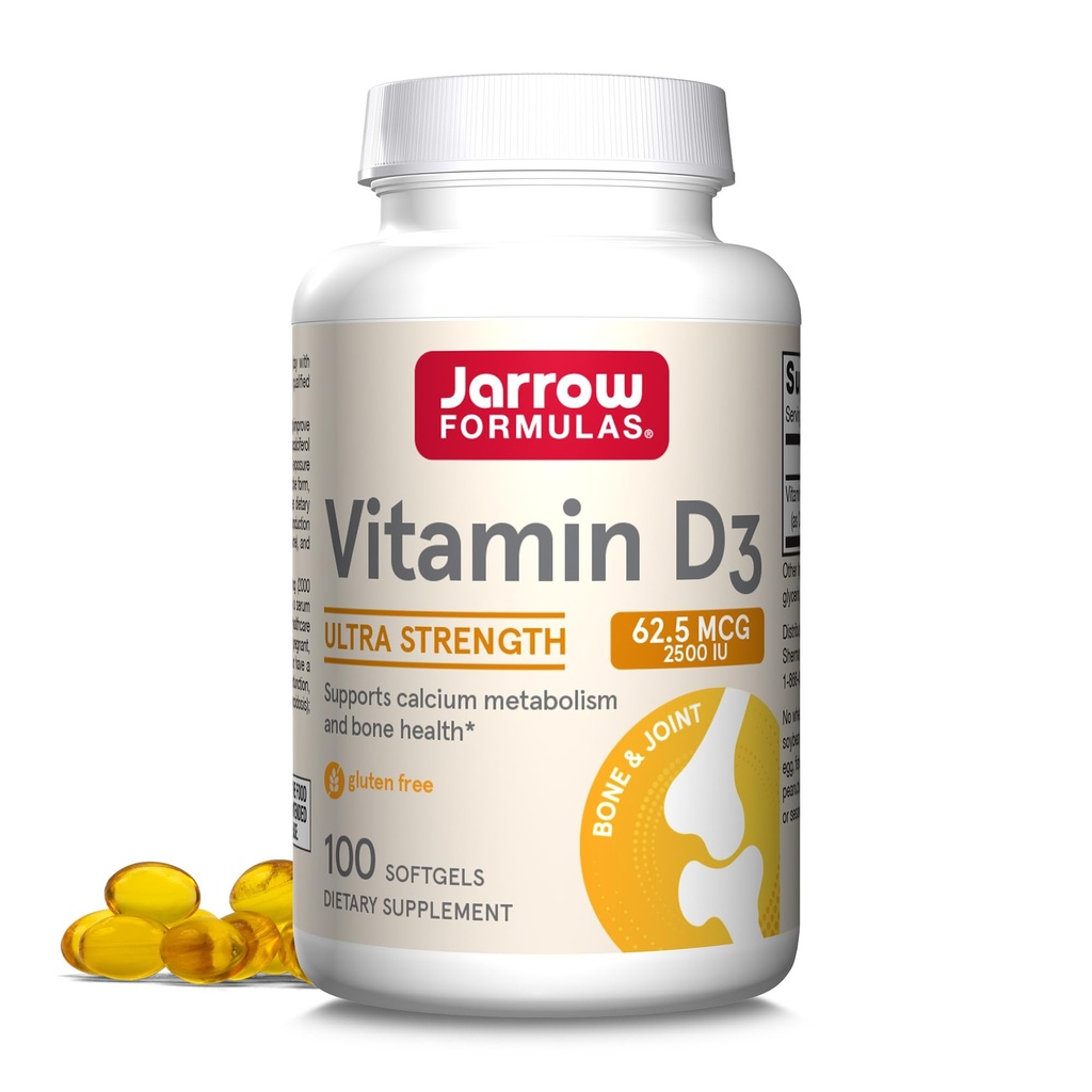 Jarrow Formulas Βιταμίνη D3 62,5 mcg (2.500 IU) - 100 Σερβιέτες (Softgels) - Υγεία των οστών, Ανοσολογική Υποστήριξη & Μεταβολισμός του ασβεστίου Υποστήριξη - Συμπλήρωμα βιταμίνης D - D3 Βιταμίνες - 2500 Βιταμίνη D - Χωρίς γλουτένη