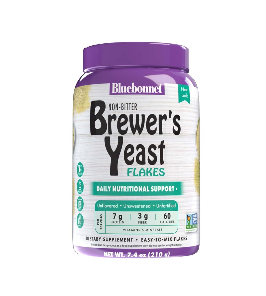 Bluebonnet Beslenme Super Earth Brewers Yeast Flakes, Super Food, Whole Food, Source for Vitamins, Great Tasting, Vegan, Vegetarian, Non GMO, Gluten Free, Soy Free, Milk Free, Kosher, 7.4 oz