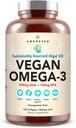 AMANDEAN Vegan Omega 3 συμπλήρωμα. Premium Fish Oil Εναλλακτική. Άλγα DHA & EPA. Carragenan Free Softgels (στα Αγγλικά). Άλγαλα απαραίτητα λιπαρά οξέα. Καρδιά με βάση το φυτό, εγκέφαλο, μάτι, δέρμα, ανοσοποιητική υποστήριξη. 120ct)