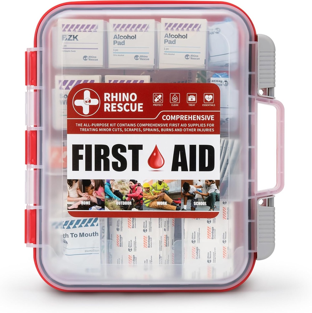 RHINO RESCUE 371 Pieces OSHA All-Purpose First Aid Kit, Home & Office Professional Medical Materials, Ideal for Emergency, School, Business Business Business, Business