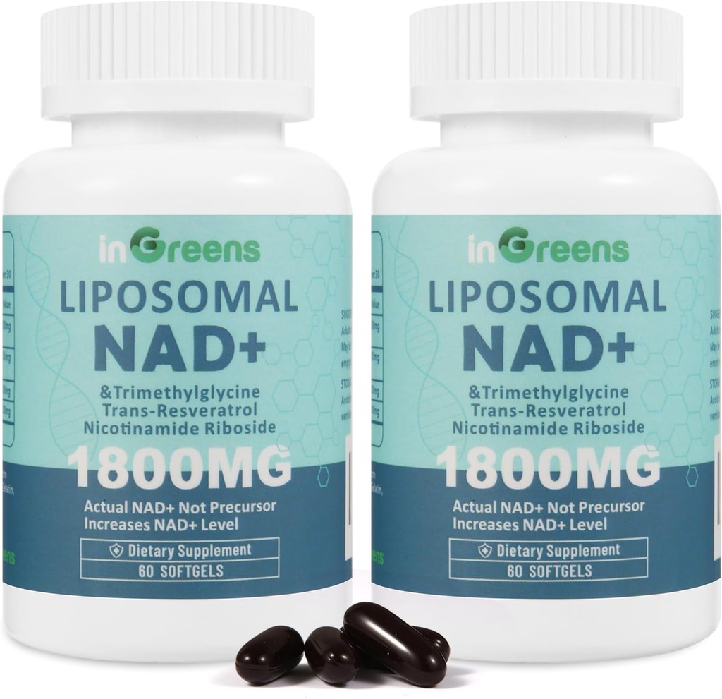 Liposomal NAD+ Nicotinamid Riboside ile 1800 mg, Trans Resveratrol, Tritilglycine,Replaces NMN, Boost NAD+, Aging Defense,Cellular Enerji, 120 Softgels