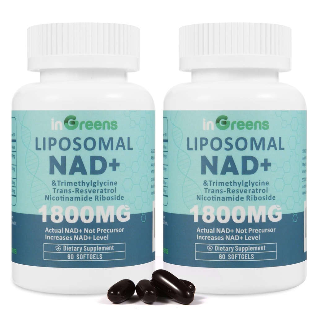 Liposomal NAD+ Nicotinamid Riboside ile 1800 mg, Trans Resveratrol, Tritilglycine,Replaces NMN, Boost NAD+, Aging Defense,Cellular Enerji, 120 Softgels