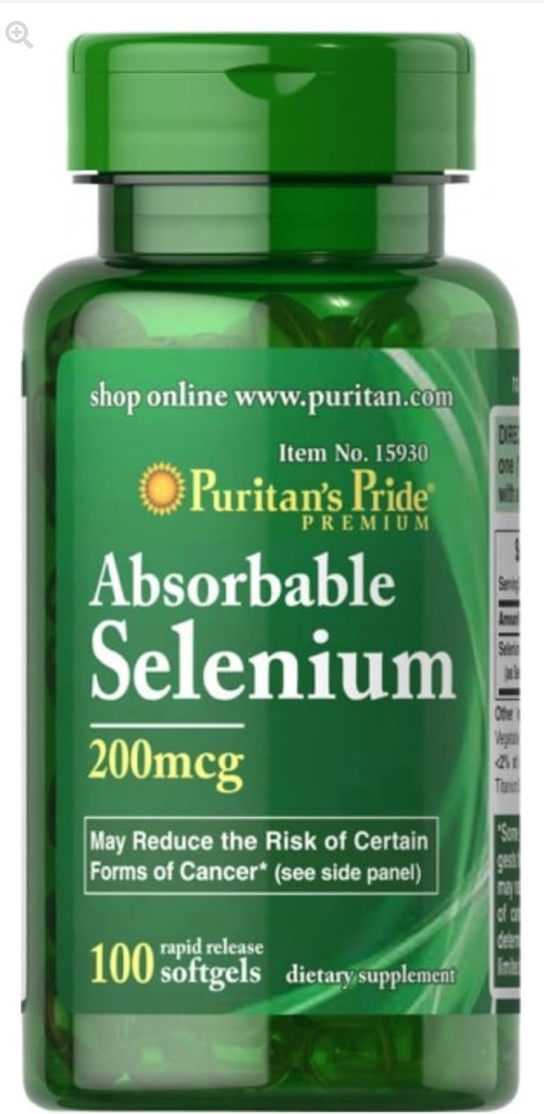 Puritans Pride Selenium 200 mcg Tabletler, 100 Kont