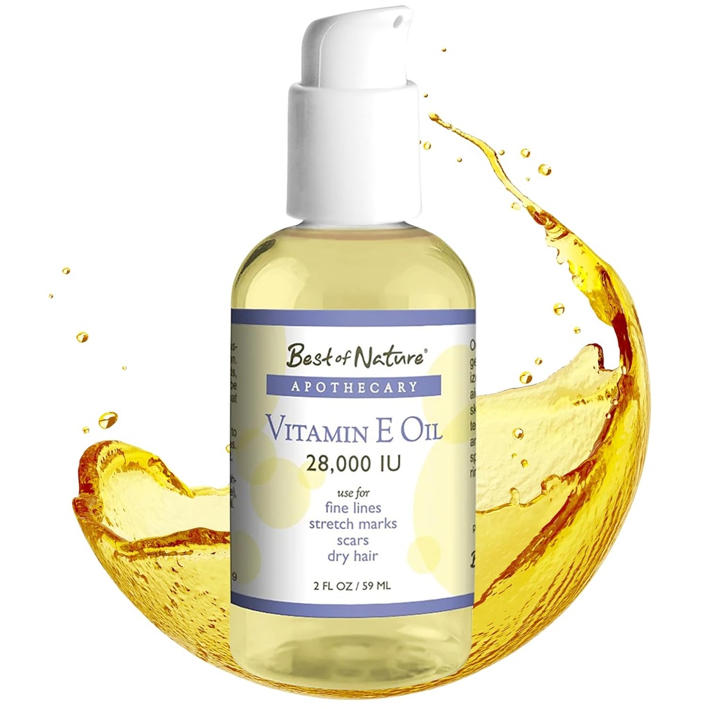 Best of Nature Βιταμίνη Ε Oil 28,000 IU, Αρωματισμένο Ενυδατικό με κλασμένη καρύδα - Damage Repair Formula for Hair, Skin, Face, & Hands