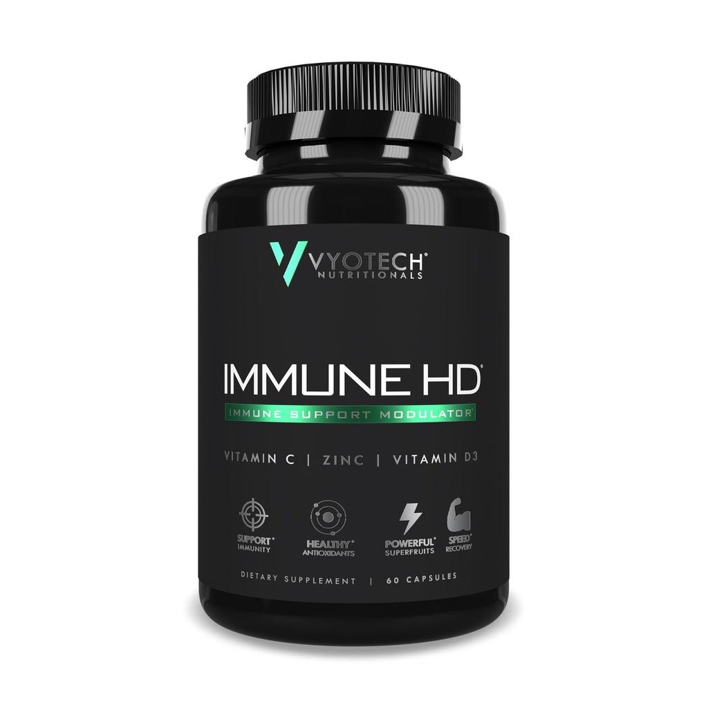 Vyotech Beslenme Immune HD Support Supplement | Elderberry, Echinacea, C, D3, çinko, Turmeric & Superfur Antioksis | Immune Health & Wellness Formula | 60 Capsules