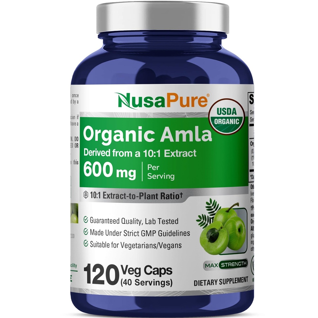 NusaPure Organic Amla Capses 10:1 Extract, 600 mg Ισοδύναμο με 6.000 mg 