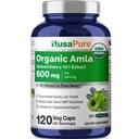 NusaPure Organik Amla Capsules 10:1 Ekstraksiyon, 600 mg 6.000 mg | 120 Kont | Amalaki Meyve | USDA, Vegan, Non-GMO Supplement