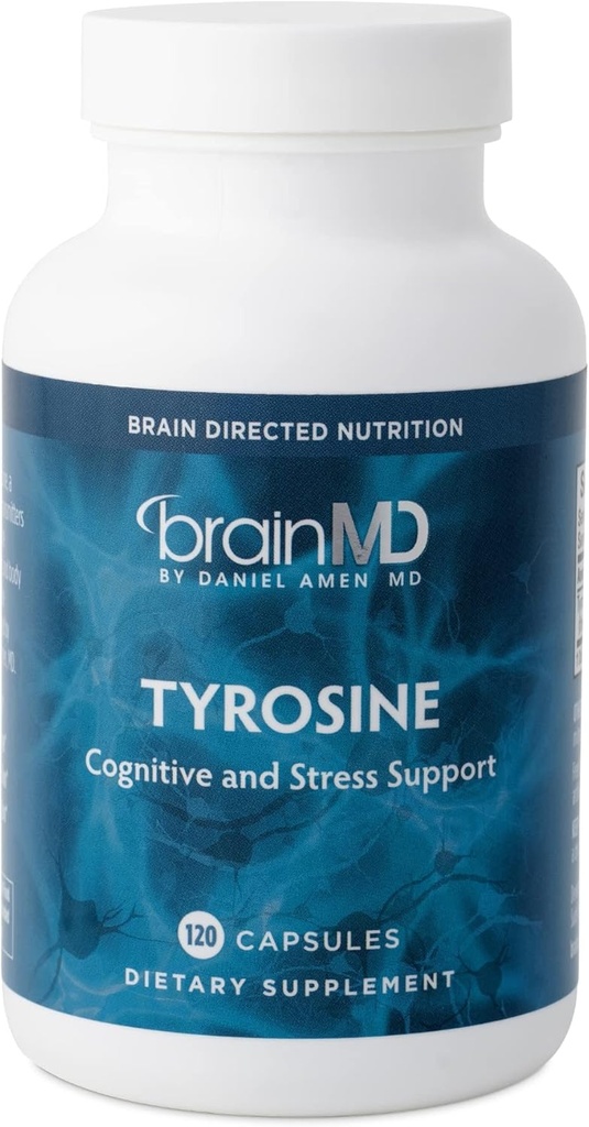 Dr Amen BrainMD Tyrosine - 120 Capsules - Ruh Focus, Clarity & Alertness - Gluten Free - 60 Hizmetler