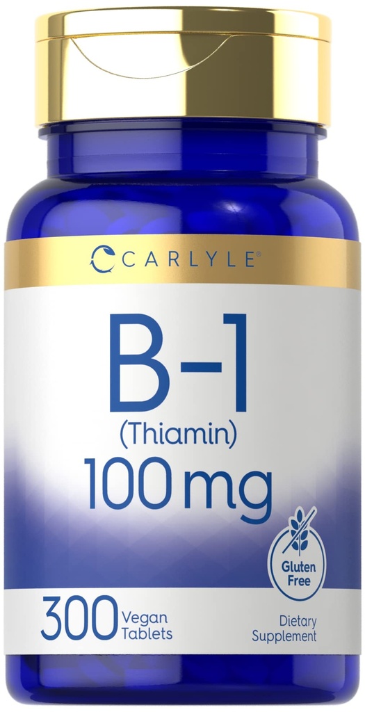 Carlyle B1 Vitamin 100 mg | 300 Tablet | Kadınlar ve Erkekler için Tamam | Thiamin HCl | Vegan, Non-GMO & Gluten Ücretsiz
