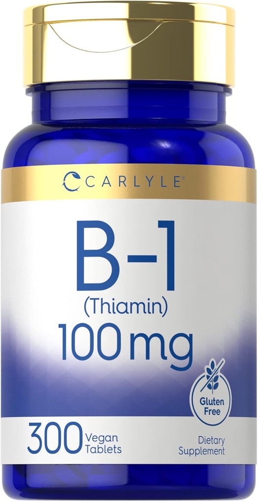 Carlyle B1 Vitamin 100 mg | 300 Tablet | Kadınlar ve Erkekler için Tamam | Thiamin HCl | Vegan, Non-GMO & Gluten Ücretsiz