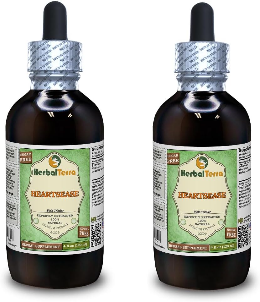 Kalpler Hastalıklar (Viola İP) Glycerite, Organik kuru Leaves ve Çiçekler Alkol Özgür Sıvı Ekstraksiyon (Brand Name: HerbalTerra, Proudly Made in USA) 2x4 fl.oz (2x120 ml)