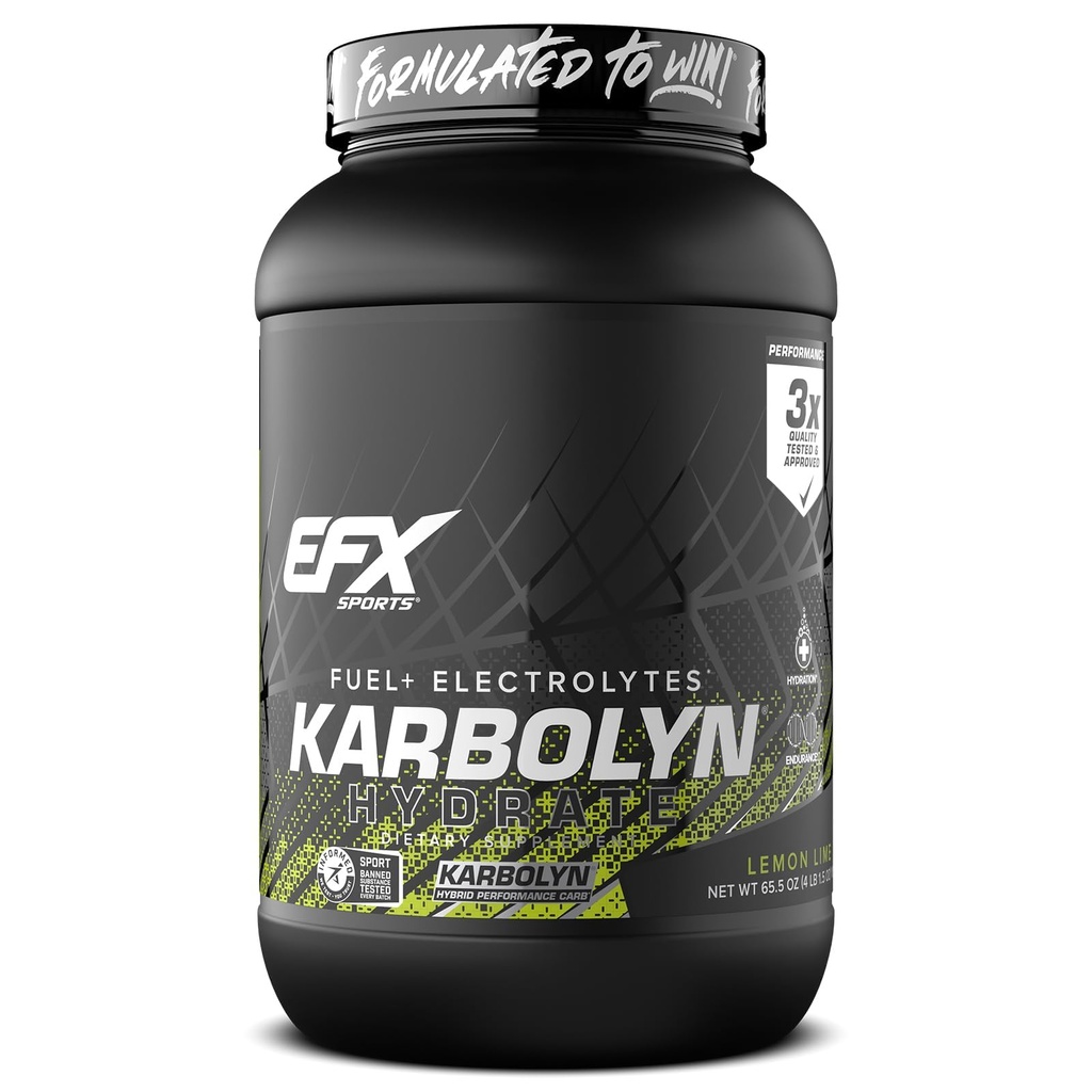 EFX Sports Karbolyn Hydrate | Carbohidrat Toz + Elytes | Sugar Free Sports Drink Mix | Yakıt & Hydration | Stimulant Free | 66 Hizmet (Lemon Lime)