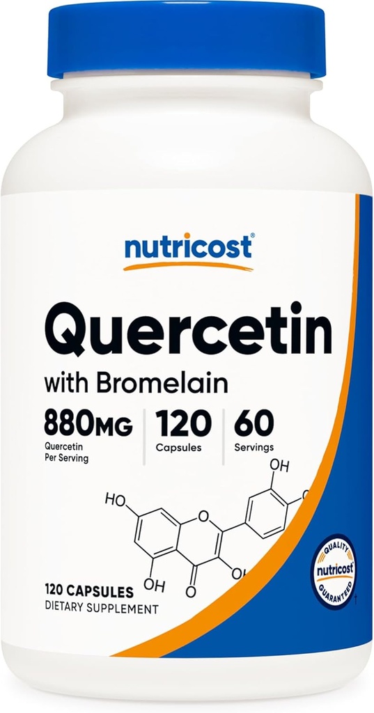 Nutricost Quercetin with Bromelain, 880mg Quercetin + 165mg Bromelain Per Serving, 120 Capsules, 60 Servings (2 Caps Per Serving) - Vegetarian, Non-GMO & Gluten Free