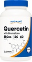 Nutricost Quercetin with Bromelain, 880 mg Quercetin + 165 mg Bromelain Per Service, 120 Capsules, 60 Servisler (2 Caps Per Service) - Vegetarian, Non-GMO & Gluten Free