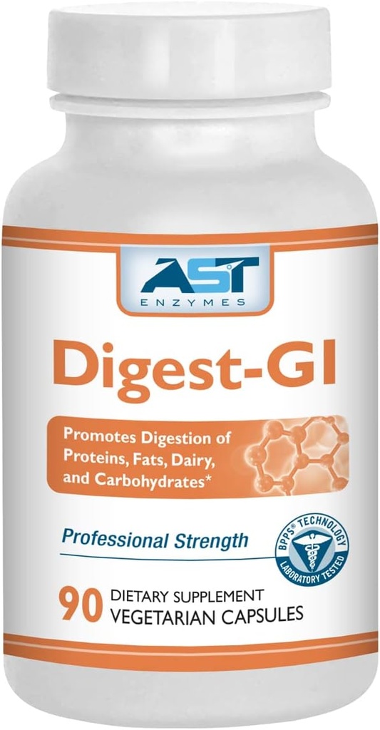 AST Enzymes Digest-GI Digestive Enzyme - Kadınlar ve Erkekler için Digestion ve Bloating Relief - 90 Vegetarian Capsules