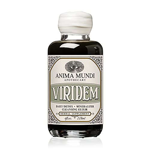 Simdi Mundi Apothecary Viridem Greens Detox Elixir - GI & Liver Detox Liquid Supplement, Natural Herb Cleanse with Chlorophyll, Moringa + Organic Chlorella - Add to Juice & Teas (4oz / 118 ml)