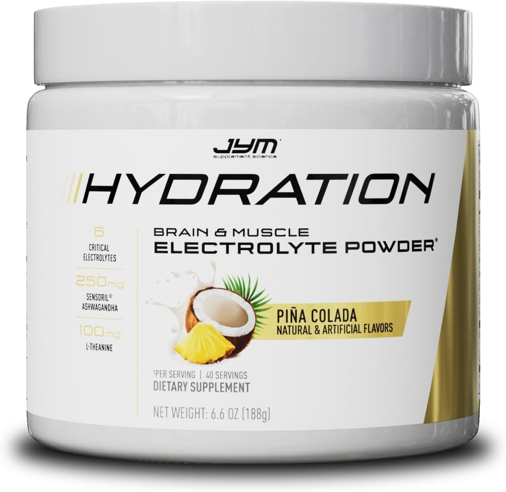JYM Hydration Pina Colada Toz, Performans Elektrolytes, Pyum, sodyum, Magnezyum, Erkekler ve Kadınlar için, Theanine, Ashwaghanda, Theanine, 40 Hizmet