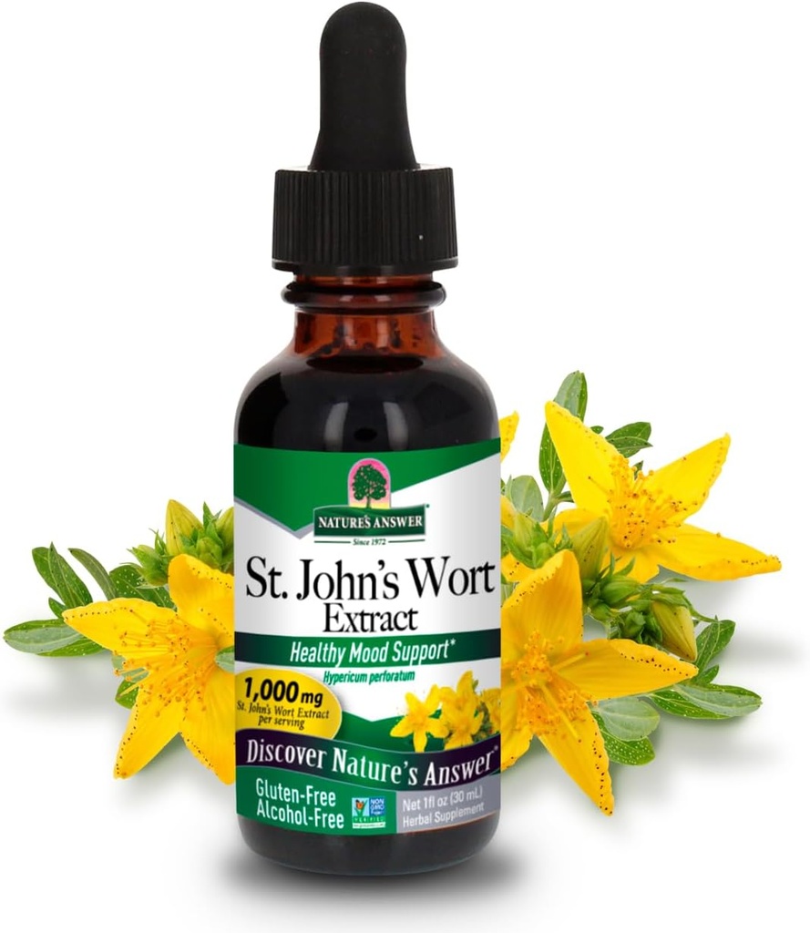 Nature's Answer St. John's Wort Alkol-Free Liquid Extract (Hypericum Perforatum) | Sağlıklı Mood Support | Non-GMO, Kosher & Gluten-Free 1oz