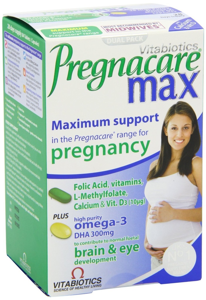 Vitabiotics Ltd, England 2 συσκευασίες Pregnacare Max 84 δισκία = Σύνολο 168 δισκία/κάψουλες