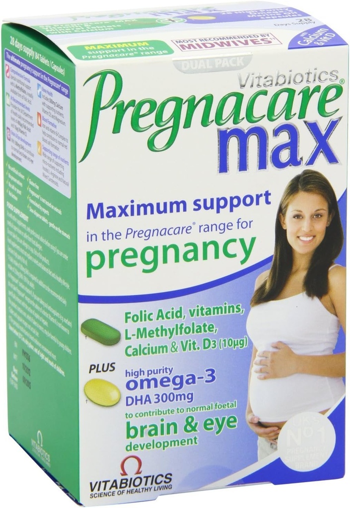 Vitabiyotiks Ltd, İngiltere 2 Packs Pregnacare Max 84 Tabletler = Toplam 168 Tablet /Capsules