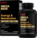 GNC Mega Men Energy & Metabolism Multivitamin Caplets, Klinik olarak Better, Calorie Burn, Focus, 100 mg Caffeine, Termogenic, Immune, B Vitamins, Timed Release, 180 Count, 90 Day Supply