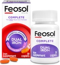 Feosol Complete Iron Supplement Caplets, Bifera Iron for High Absorption, Heme and Non-Heme Dual Action Ελαχιστοποιεί τις παρενέργειες, 1 ανά ημέρα, για την ενέργεια και την υποστήριξη ανοσοποιητικού συστήματος, Made in USA, 30 Count