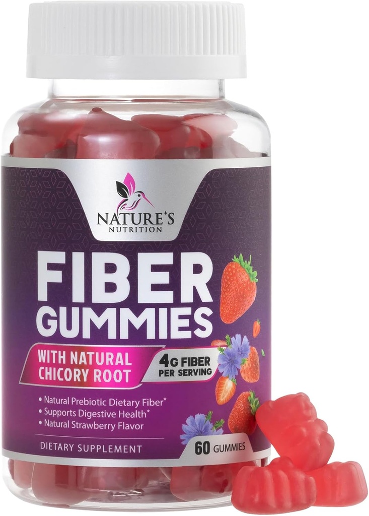 Yetişkinler için Fiber Gummies 4g - Prebiyotik Plant Based Fiber Gummy Supplement for Digestive Health & Regularity Support, Daily Prebiyotik Supplement Supports Gut Health for Women & Men, Vegan - 60 Gummies
