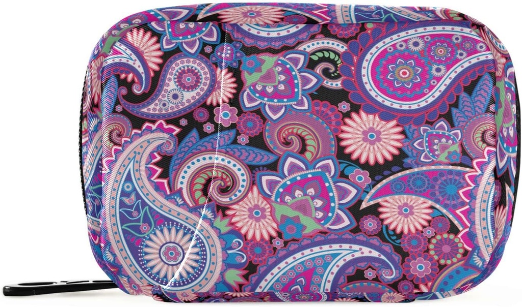 Naanle Geleneksel Paisley Çiçekler Pill Box 7 Günlük Vaka Seyahat Organize Bag ile Rolls Floral Portatif Haftalık Vitamin Tamamlayıcısı için Compact Boyut, 4.6 x 3.14 x 1.88 Perfect, Mor