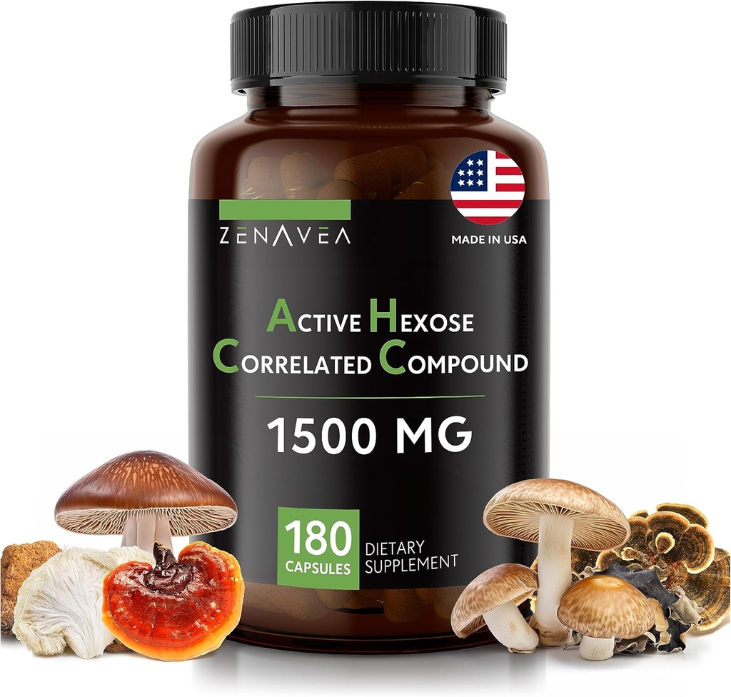 Aktif Hexose Cor ile ilgili 180 Caps 1500 mg hizmet başına - Vegan Organik Mushroom Supplement Immune Sistemini Destekleyebilir ve Doğal Katil ve T Hücreleri Destekleyin