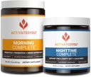 ACTIVATEDYOU Morning Full Prebiyotiks, Probiyotikler ve Green Superfoods (Citrus Medley) & Nighttime Tamam, Ashwaghanda (Raspberry Lemonade), 30 Hizmet
