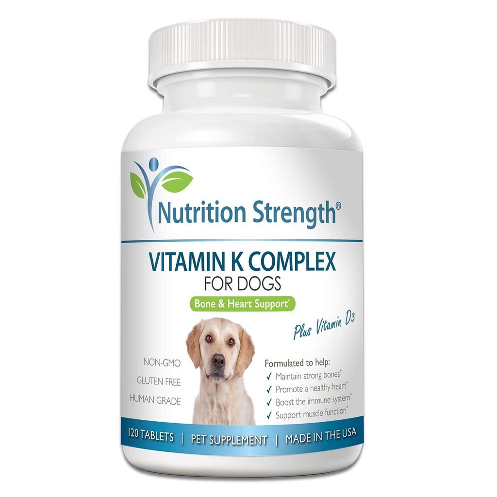Köpekler için K, Vitaminler K1 & K2 (MK4 & MK7) + Vitamin D3, Güçlü Kemikleri Korumaya Yardım, Sağlıklı Kalp, Immune Sistemi, Destek Kas Fonksiyonu, 120 Chewable Tabletler