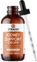 Strauss Naturals Kidney Support Drops – Herbal Kidney Erkekler ve Kadınlar için Tamam Destek – Kidney Health ve Urinary Tract Function – Vegan & Non-GMO – Spearmint Flavored – 100 ml Şişe