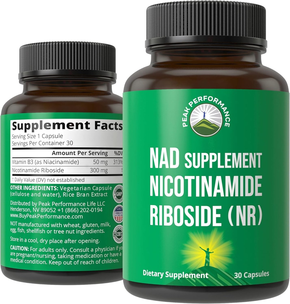 Nicotinamid Riboside NR Supplement. NMN Alternative NAD Supplement + Niacinamid for NAD+ Levels As We Age. Third Party Tested, Non-GMO, Gluten Free, Vegan NR Vitamin Supplements For Women And Men