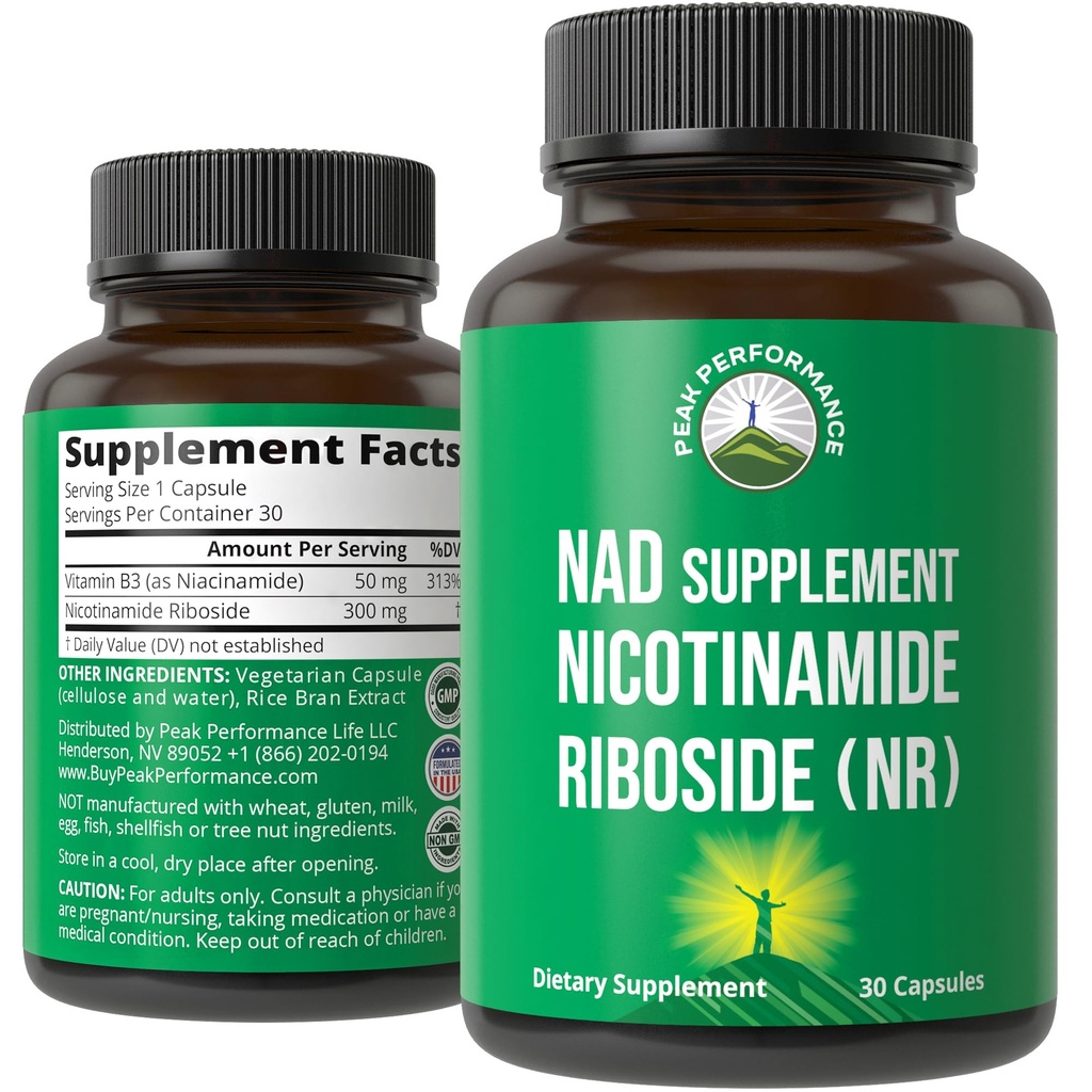 Nicotinamid Riboside NR Supplement. NMN Alternative NAD Supplement + Niacinamid for NAD+ Levels As We Age. Third Party Tested, Non-GMO, Gluten Free, Vegan NR Vitamin Supplements For Women And Men