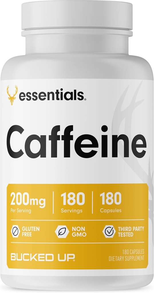 Bucked Up Caffeine 200 mg Per Service, Essentials (180 Hizmet, 180 Capsules)