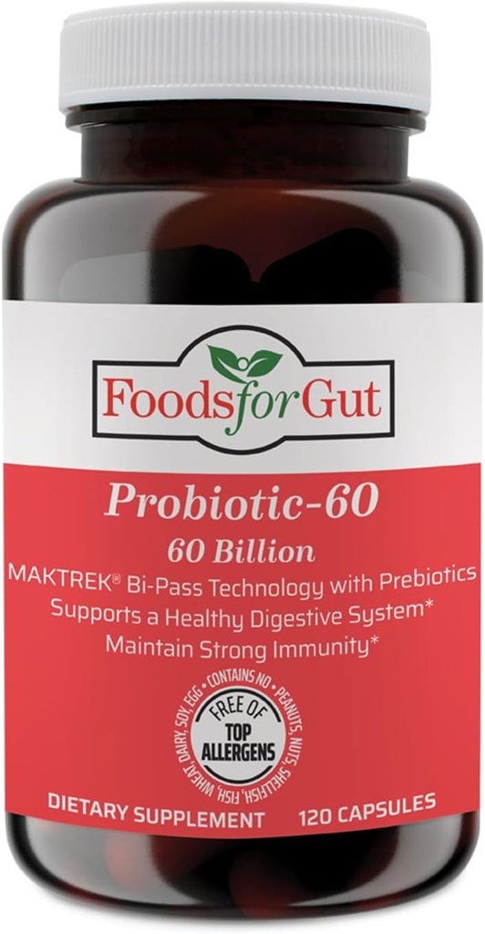 Gut Probiyotik Capsules 60 Milyar Cfu'nun | MAKTrek Bipass Teknolojisi | Digestive & Immune Support 120 Capsules