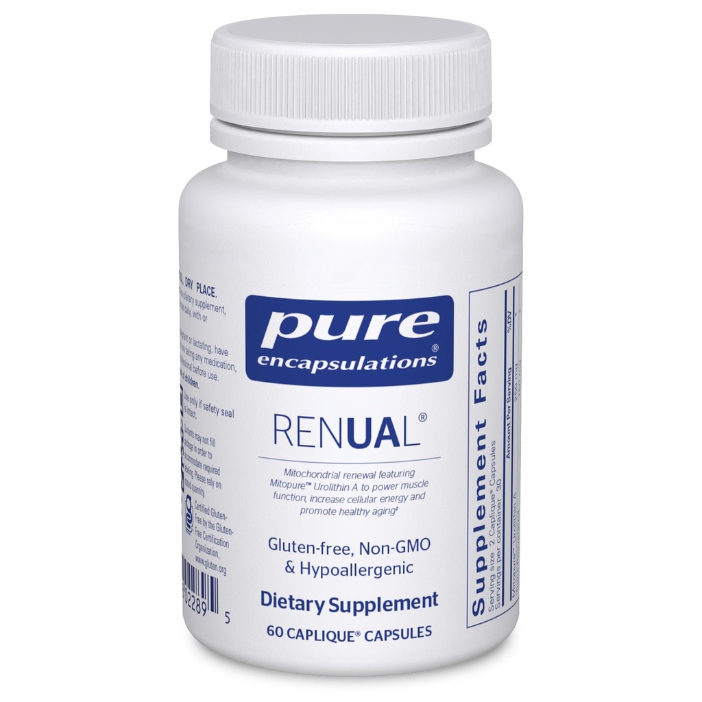 Saf Encapsulations Renual | Urolithin A Supplement | Muscle Function, Cellular Energy Production, Mitochondrial Health ve Sağlıklı Ağlama* | 60 Caplique Capsules