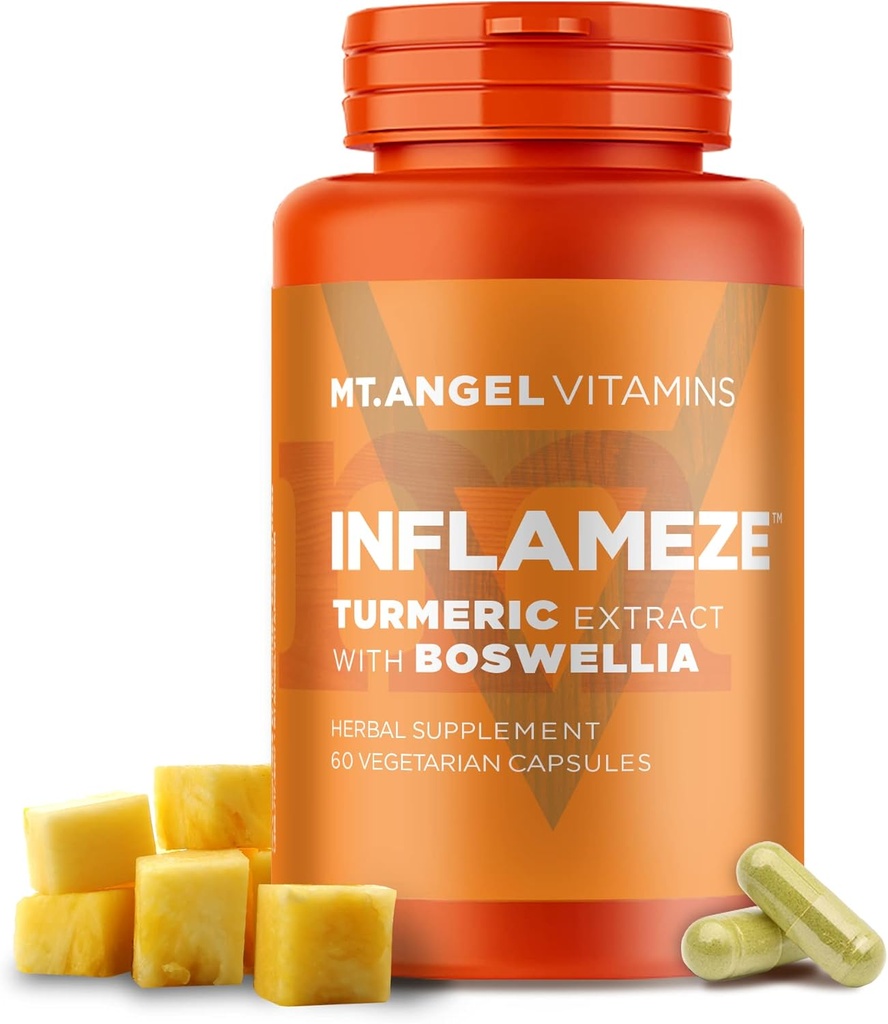 Mt. Angel Vitaminleri - InFlamEze, Boswellia, Curcumin, Quercetin, Bromelain (60 Vegetarian Capsules)