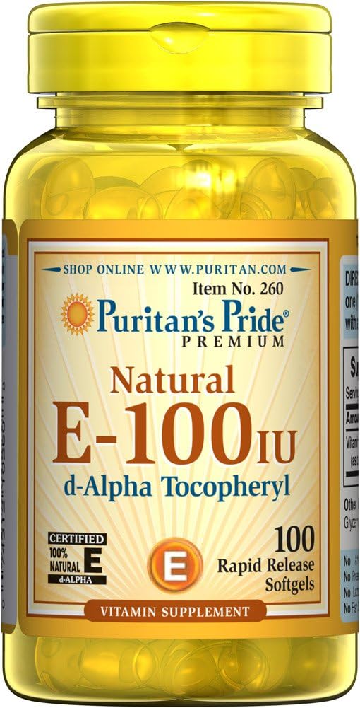 Puritan'ın Gurur Vitamini E-100 iu 100% Doğal 100 Softgels