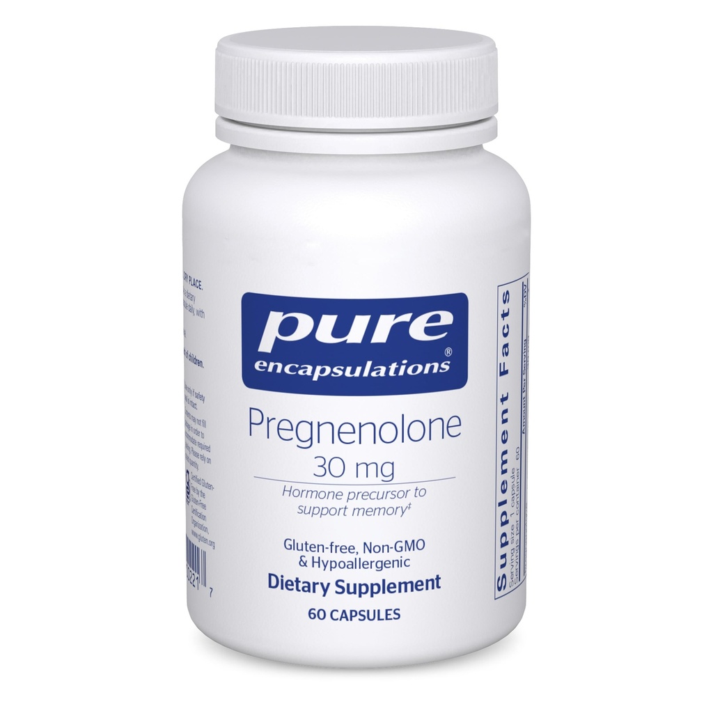 Pure Encapsulations Pregnenolone - 30 mg - Υποστήριξη ορμονών - Υποστήριξη μνήμης & συμπλήρωμα εγκεφάλου - Χωρίς γλουτένη & Vegan - 60 κάψουλες